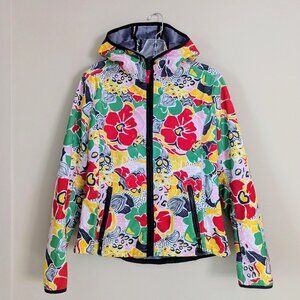 Bogner Fire + Ice Zip Hoodie Soft Shell Jacket Women Size 8 Floral Furry Lining